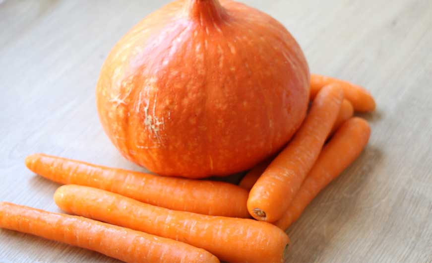 gwaschener Hokkaidokuerbis und Karotten